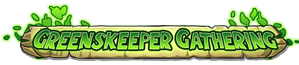 Greenskeeper Gathering text logo and green bubbles on a parchment background.